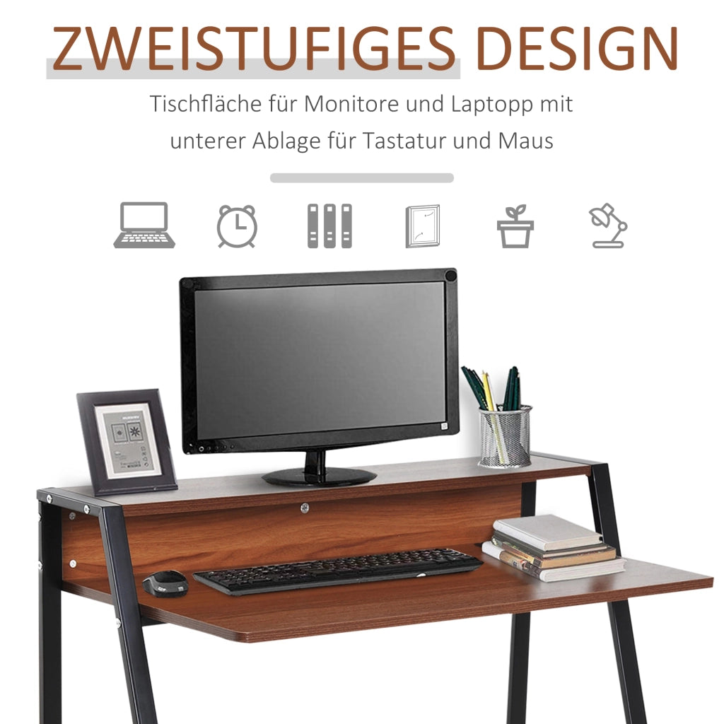 Scrivania da computer con cassetti e gestione cavi ¨C Zephmum ¨C 84x45x85 cm, noce e nero
