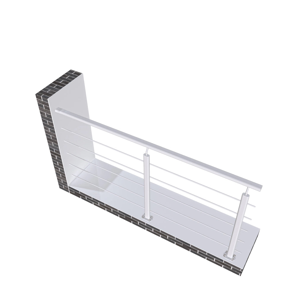 Ringhiera Parapetto in Alluminio Argento Opaco 200x100cm a Fissaggio a Pavimento, con supporto di collegamento a Parete