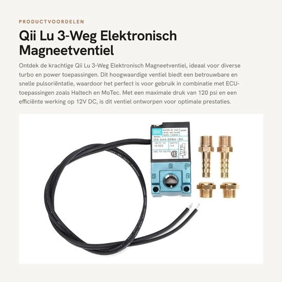 Valvola elettronica a magnete 3 vie per applicazioni turbo e potenza, alimentata da 12V DC, 5.4W