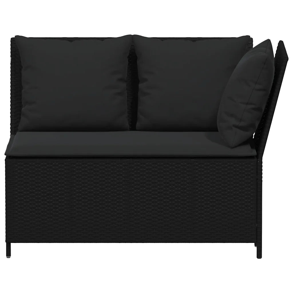 Set Divani da Giardino 3 pz con Cuscini in Polyrattan Nero