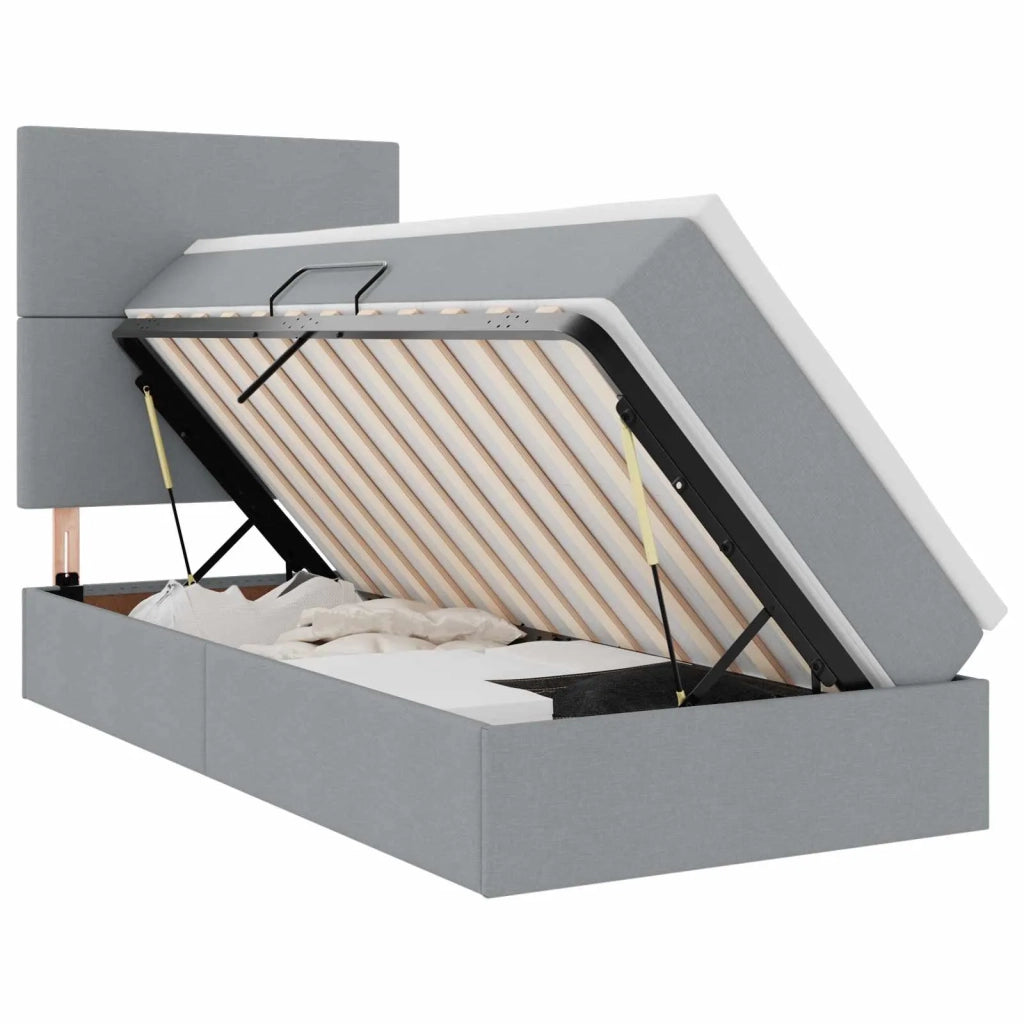 Letto con contenitore e LED con led Grigio chiaro 100 x 200 cm 3372333