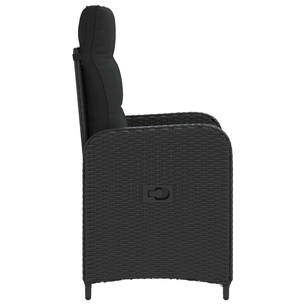 Sedia da Giardino | Sedie da Esterno reclinabile Nero polyrattan