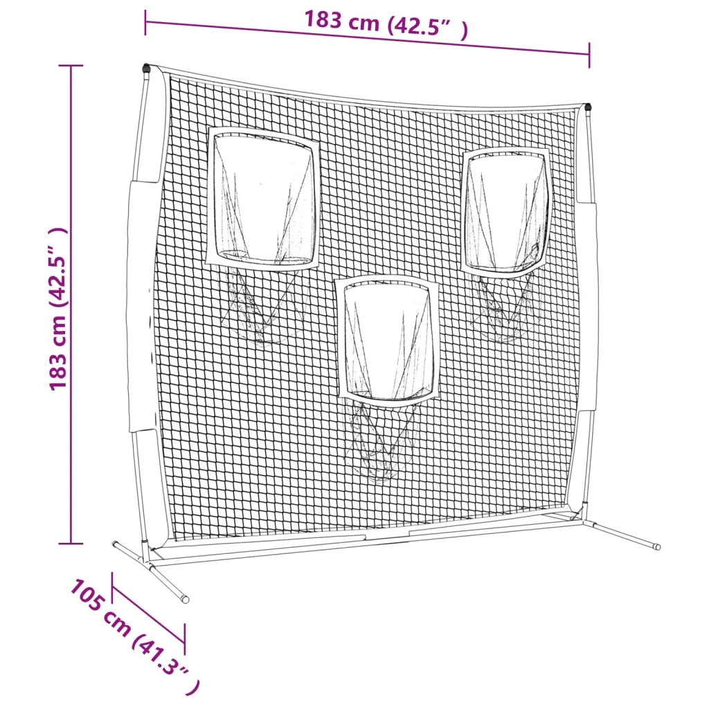 Rete Baseball Portatile Nera e Rossa 183x105x183 cm Poliestere CFW3563826
