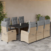 Set Pranzo da Giardino 9 pz con Cuscini Beige Misto Polyrattan 3212840