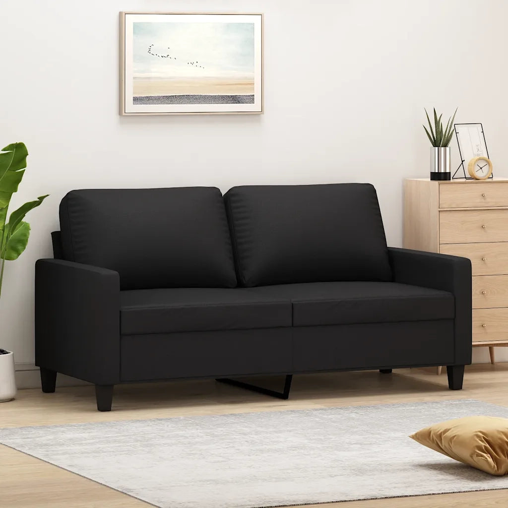 Divano a 2 Posti-Sofa 2 Posti Nero 140 cm in Similpelle 873315