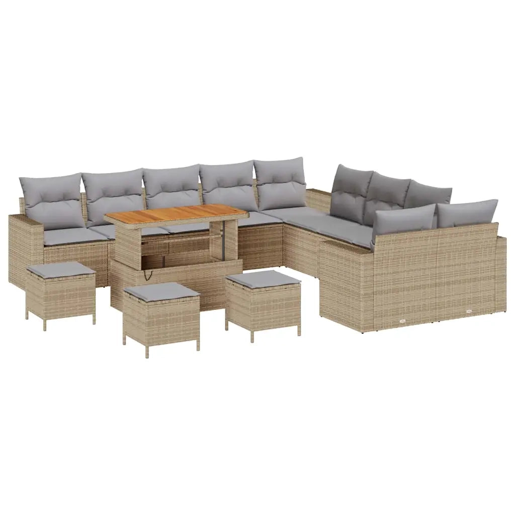 Set Divano da Giardino 18 pcs Beige e Grigio Chiaro polyrattan 3363632