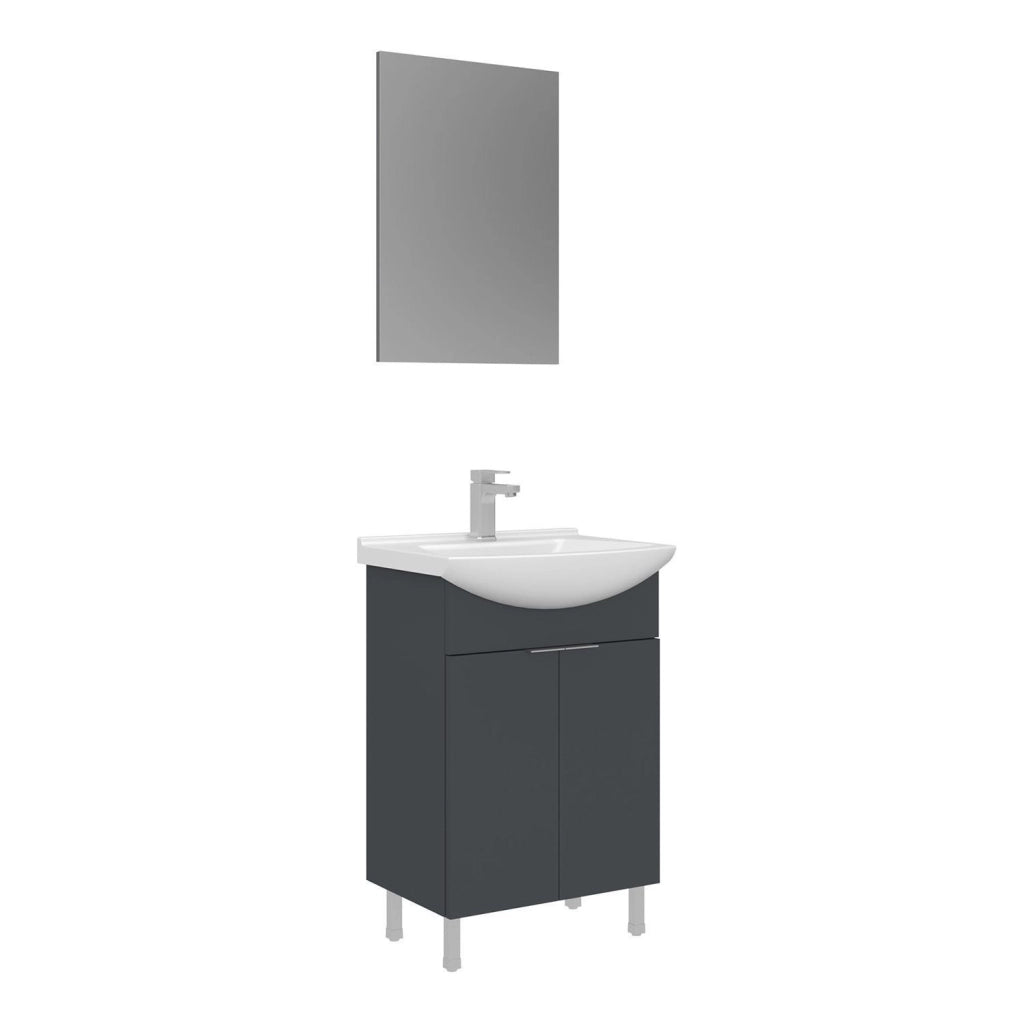 Set mobile lavabo con specchio (2 pezzi) "Purus 55" - 55 x 2 x 83 cm - Antracite opaco