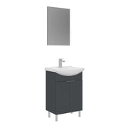 Set mobile lavabo con specchio (2 pezzi) "Purus 55" - 55 x 2 x 83 cm - Antracite opaco