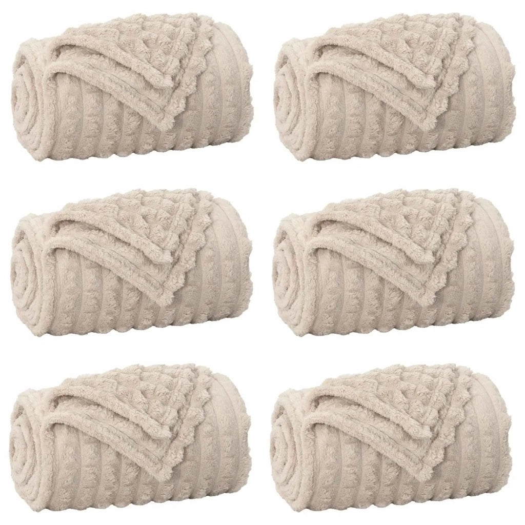 Coperte da Pile 6 pz Beige 270 x 240 cm Panno