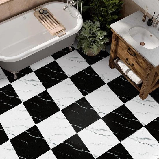 Tegole per pavimento acqua resistenti - Stickers per pavimento antiscivolo - Autoadesivi - PVC - 10 pezzi 30x30 cm - Sticker per pavimento