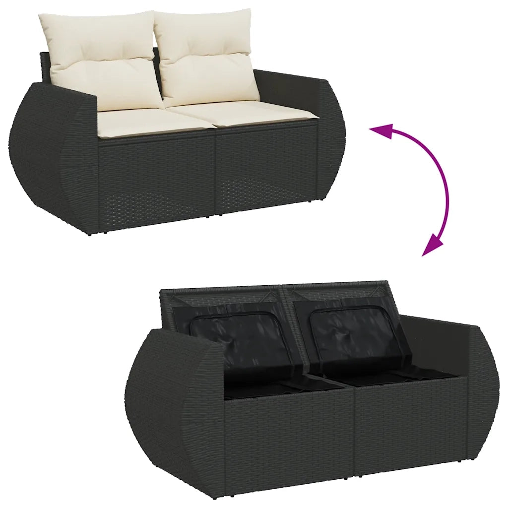 Set Divani da Giardino con Cuscini 7pz Nero Polyrattan 3326647