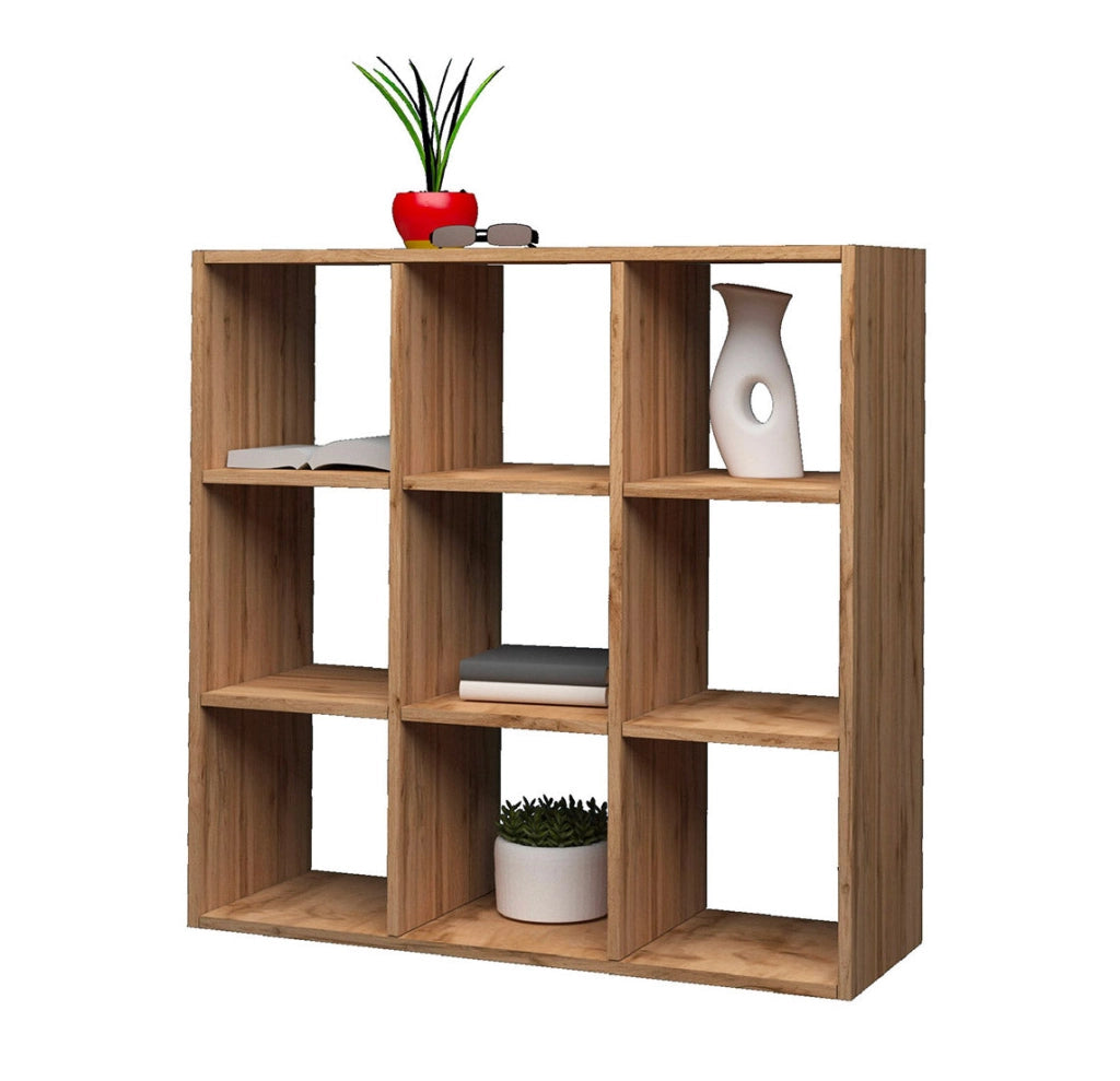 Libreria 9 Ripiani 90x25x90 cm Maruska Quercia Wotan
