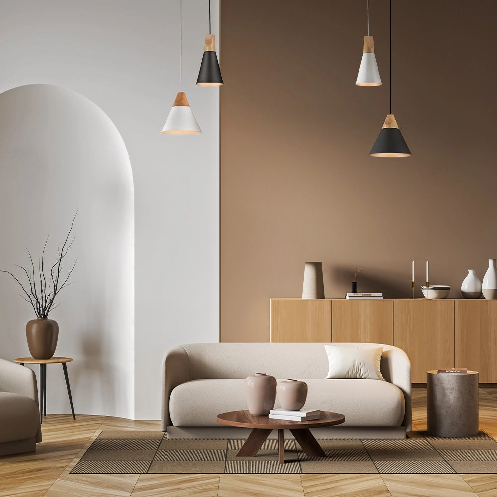 Lampada a sospensione grigia legno faggio Maytoni Bicones