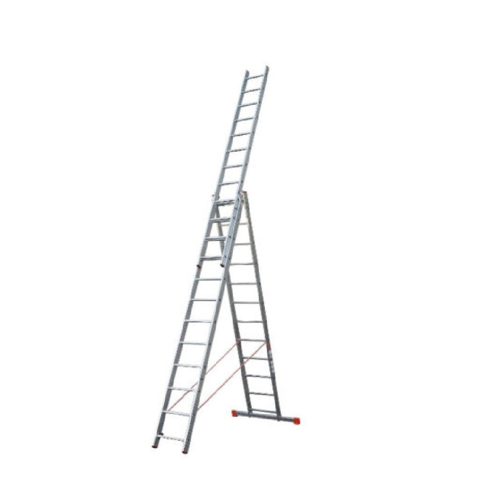 Trade Shop - Scala Tripla Trasformabile 3 Elementi In Alluminio A Sfilo O A Cavalletto Modula -   -3 X 9 Gradini    -