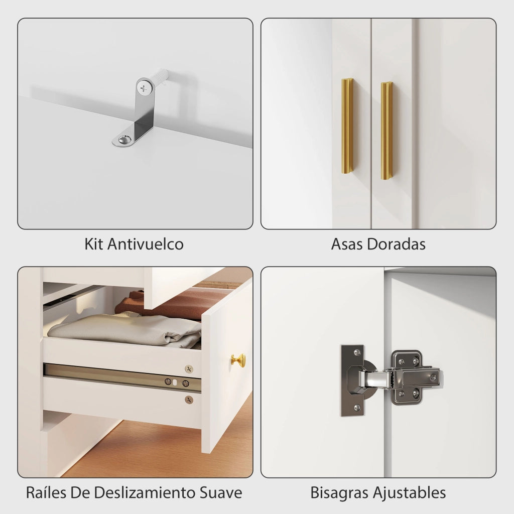 Armadio con specchio e cassetti ¨C Minimal ¨C Bianco 80x50x180 cm