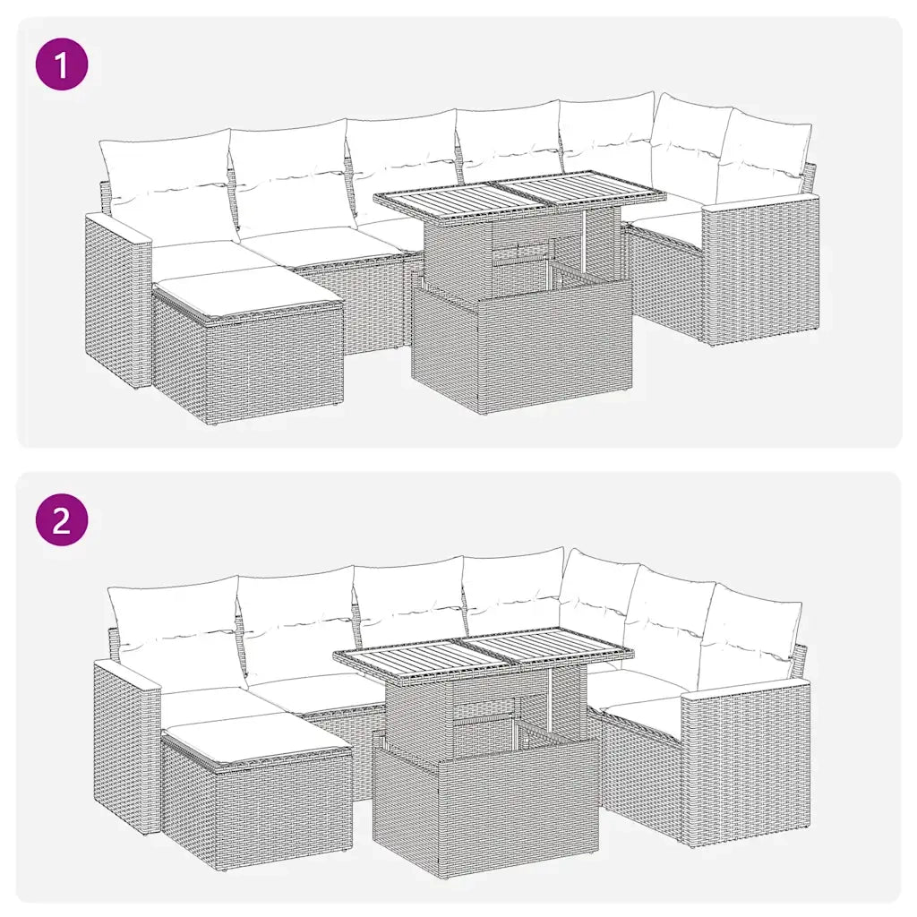 Set Divani da Giardino con Cuscini 8 pz Nero Polyrattan Acacia 3327515