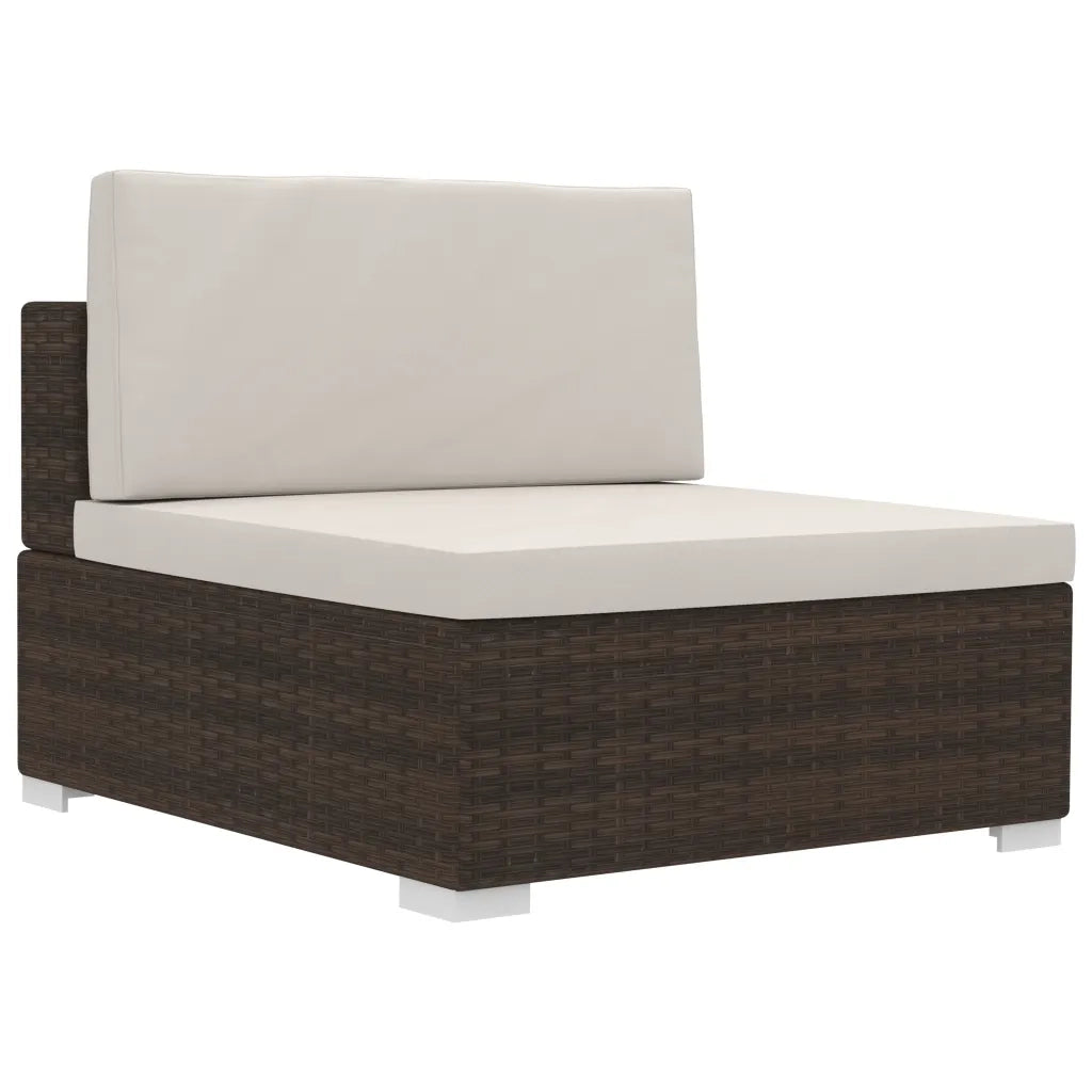 Set Divani da Giardino 3 pz con Cuscini in Polyrattan Marrone 47265
