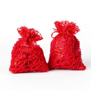 Trade Shop - 24 Pz. Sacchetti Rete Organza Porta Confetti Matrimonio Battesimo Bomboniera - Rosso