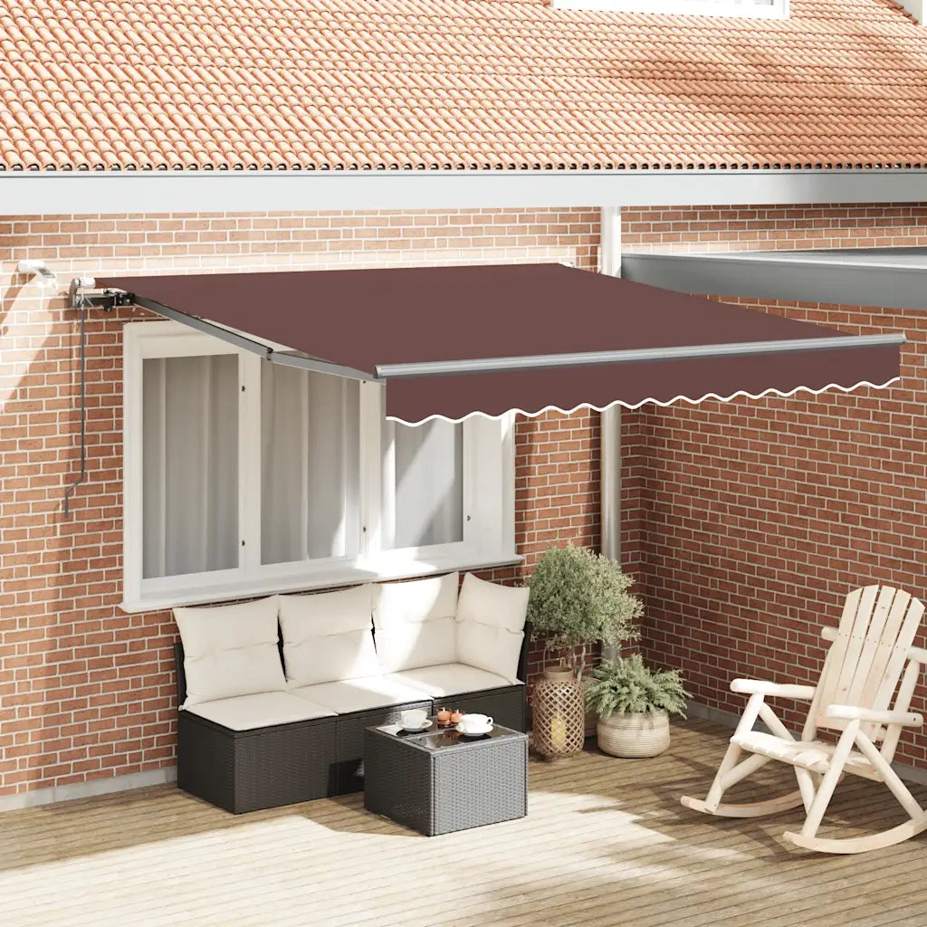 Tenda da Sole Retrattile Automatica con LED Marrone 300x250 cm 3310204