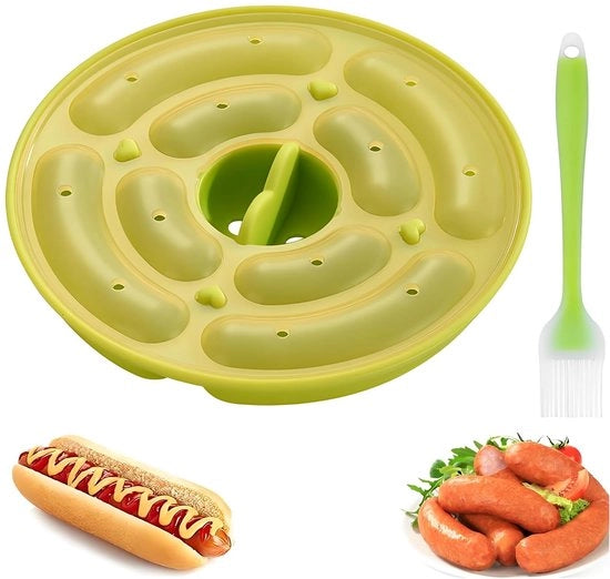 Forma per Hotdog con Coperchio - Fornello Antiaderente in Silicone - Incluso Spazzola per Cucina in Silicone - Resistente al Calore e Duraturo