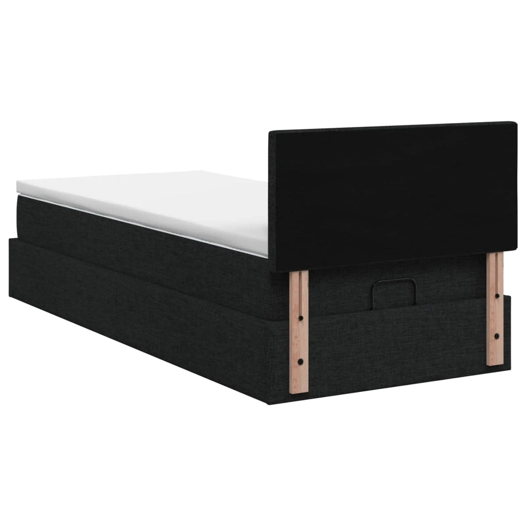 Letto Ottomano con Materasso e LED Nero 90 x 200 cm Tessuto 3456879