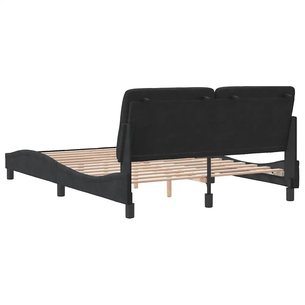 Letto matrimoniale | Letto per adulti | Giroletto senza Materasso Nero 140x200 cm in Velluto