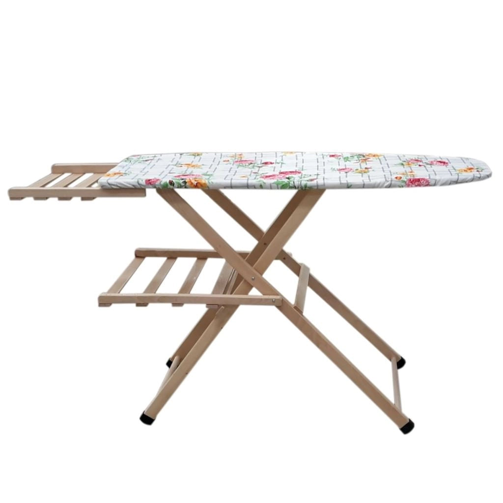 Tavolo da Stiro in Legno di Faggio con Porta Caldaia 140 x 40 x 115 cm