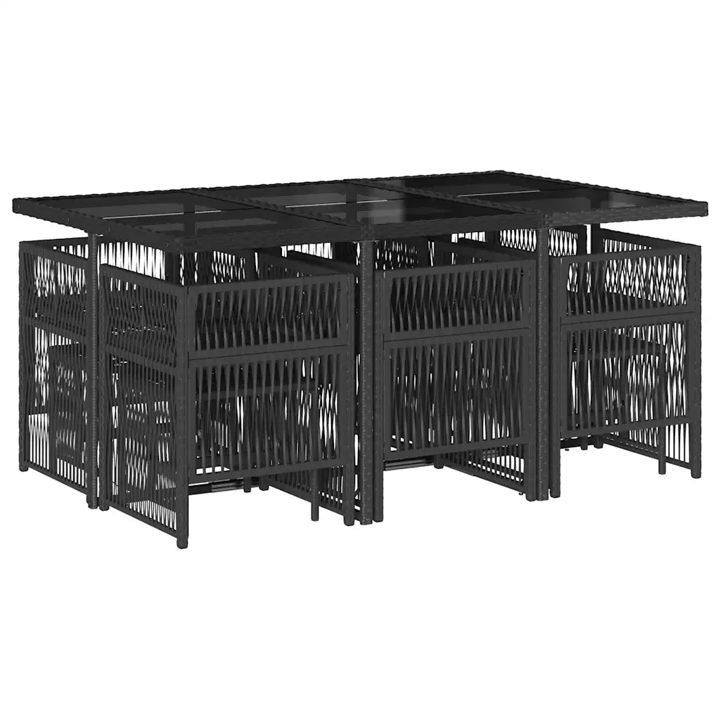 Set da Pranzo da Giardino 11 pz con Cuscini in Polyrattan Nero 3210966