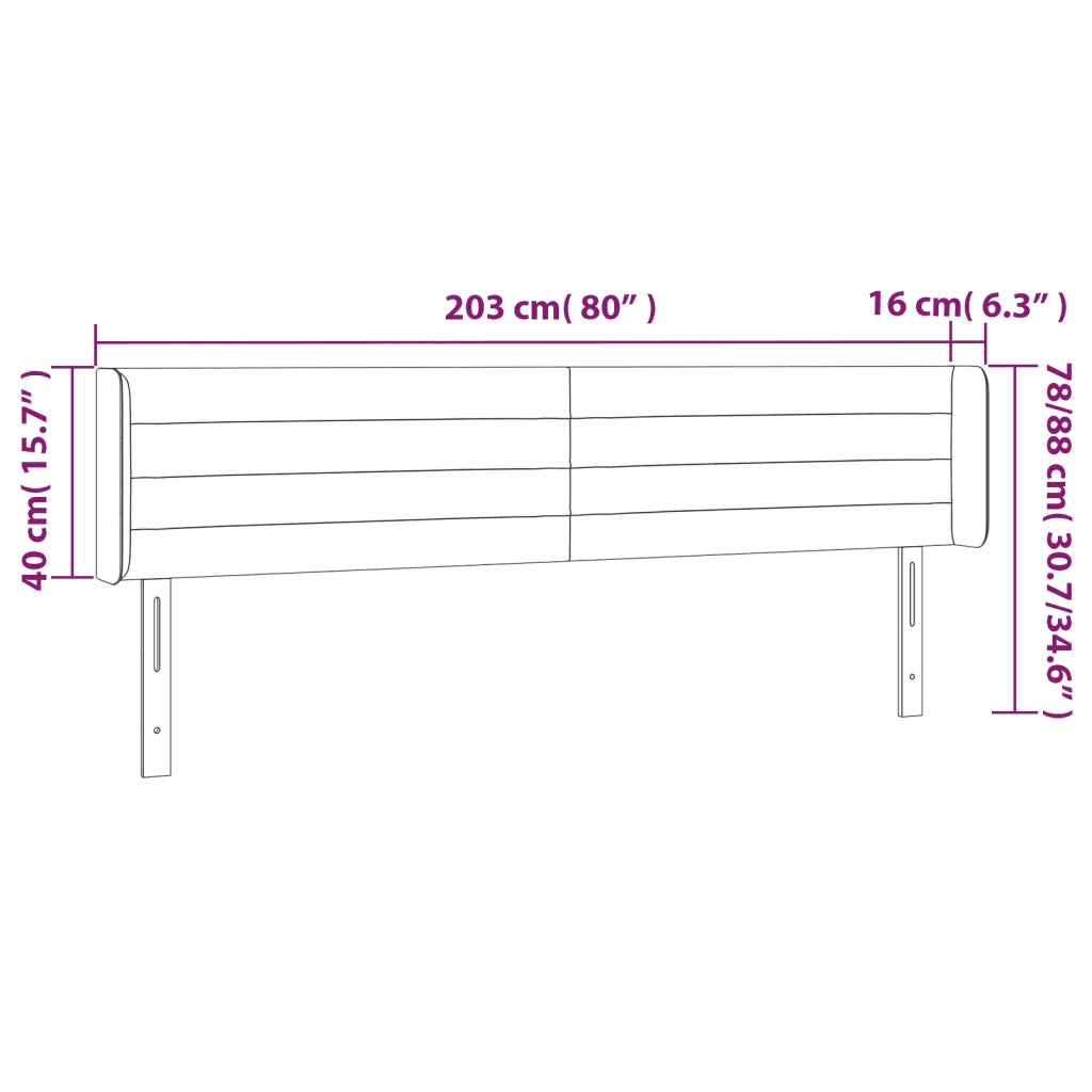 Testiera a LED-Testata con LED Grigio Scuro 203x16x78/88 cm in Tessuto 259888