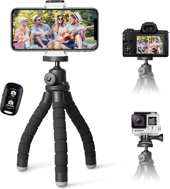 Tripode per Selfie con Supporto a Distanza, Flessibile, Mini, Piccolo, per iPhone e Android, Smartphone e Fotocamera