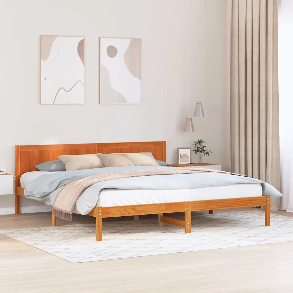 Struttura del letto Marrone 200 x 200 cm Legno massello di pino