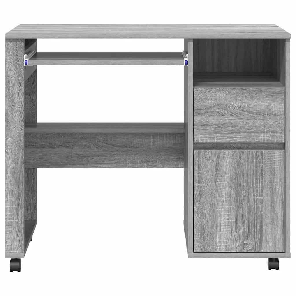 Scrivania con Ruote con cassetto Grigio Sonoma 91 x 50 x 77 cm 869535