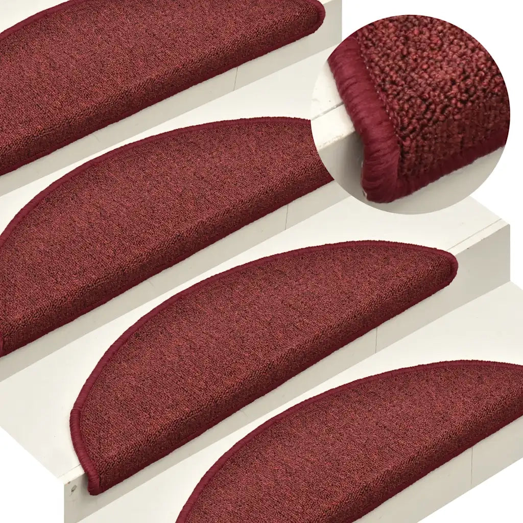 Tappetini per scale 30 pz 56x17x3 cm Bordeaux semicircolari 3365747