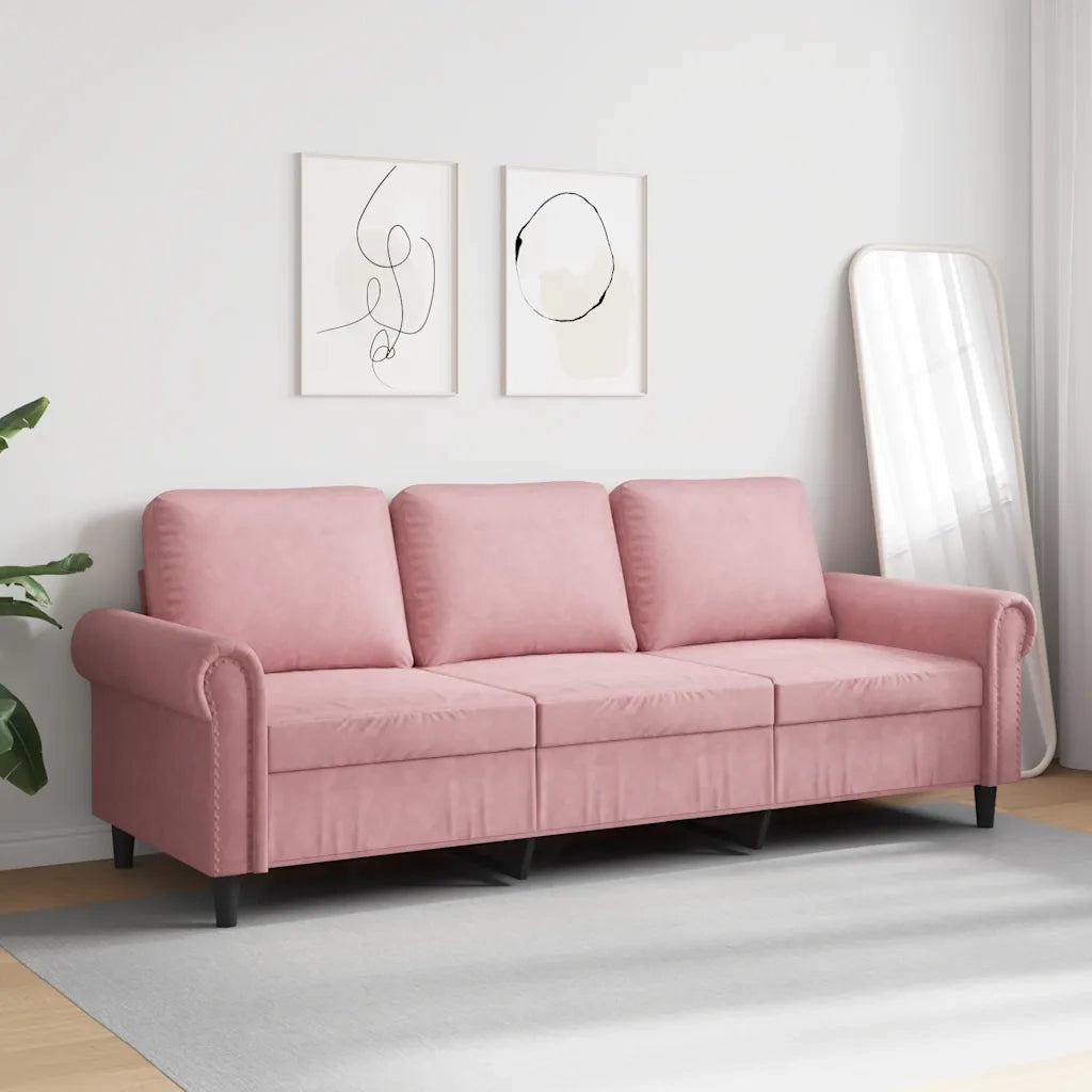 Divano a 3 Posti-Sofa 3 Posti rosa 180 cm in Velluto 292622
