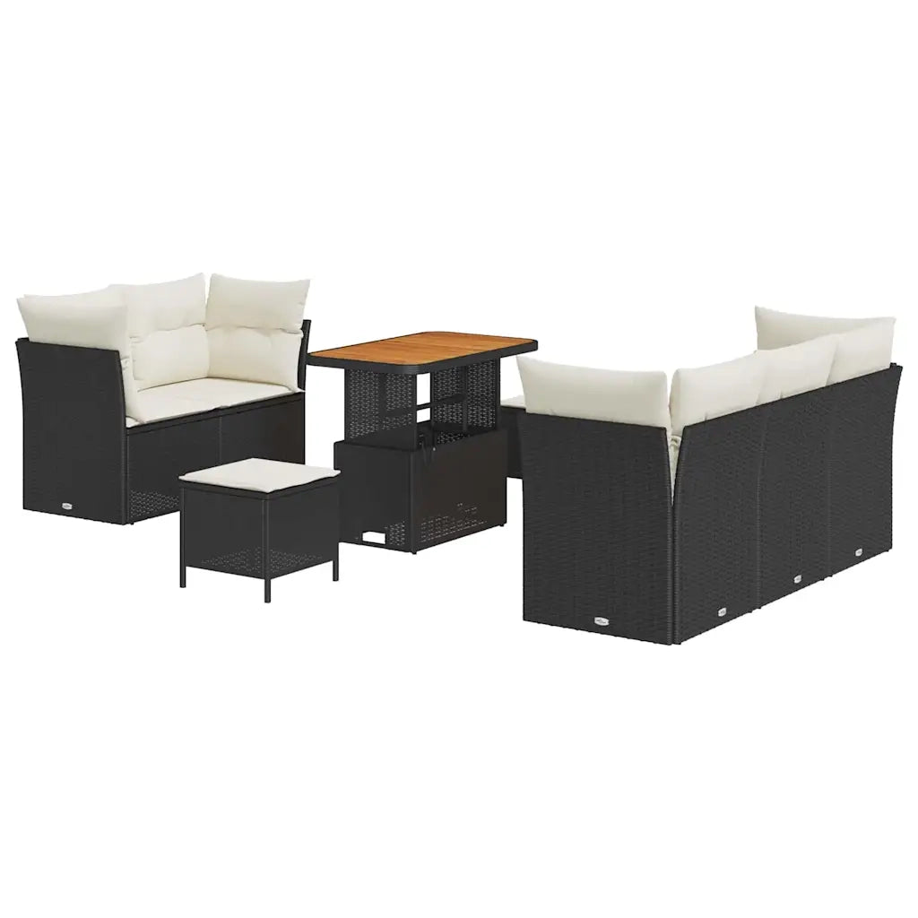 Set Divano da Giardino con cuscino 8 pcs Nero e crema 3363380