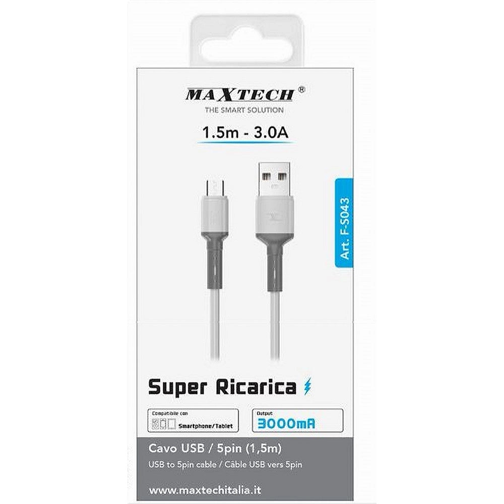 Trade Shop - Cavo Usb A Micro Usb 1.5 Mt 3 A Super Ricarica Dati Per Smartphone Tablet F-s043 -