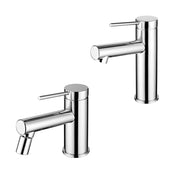 Set miscelatori lavabo e bidet cromo in ottone con leva monocomando slim Alba