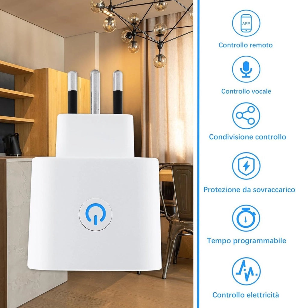 PRESA INTELLIGENTE WIFI 10A SMART LIFE TUYA PLUG SHUKO TIMER ALEXA GOOGLE HOME