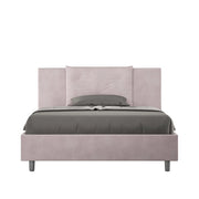 BS COM Letto queen size con rete imbottito 150x210 microfibra glicine