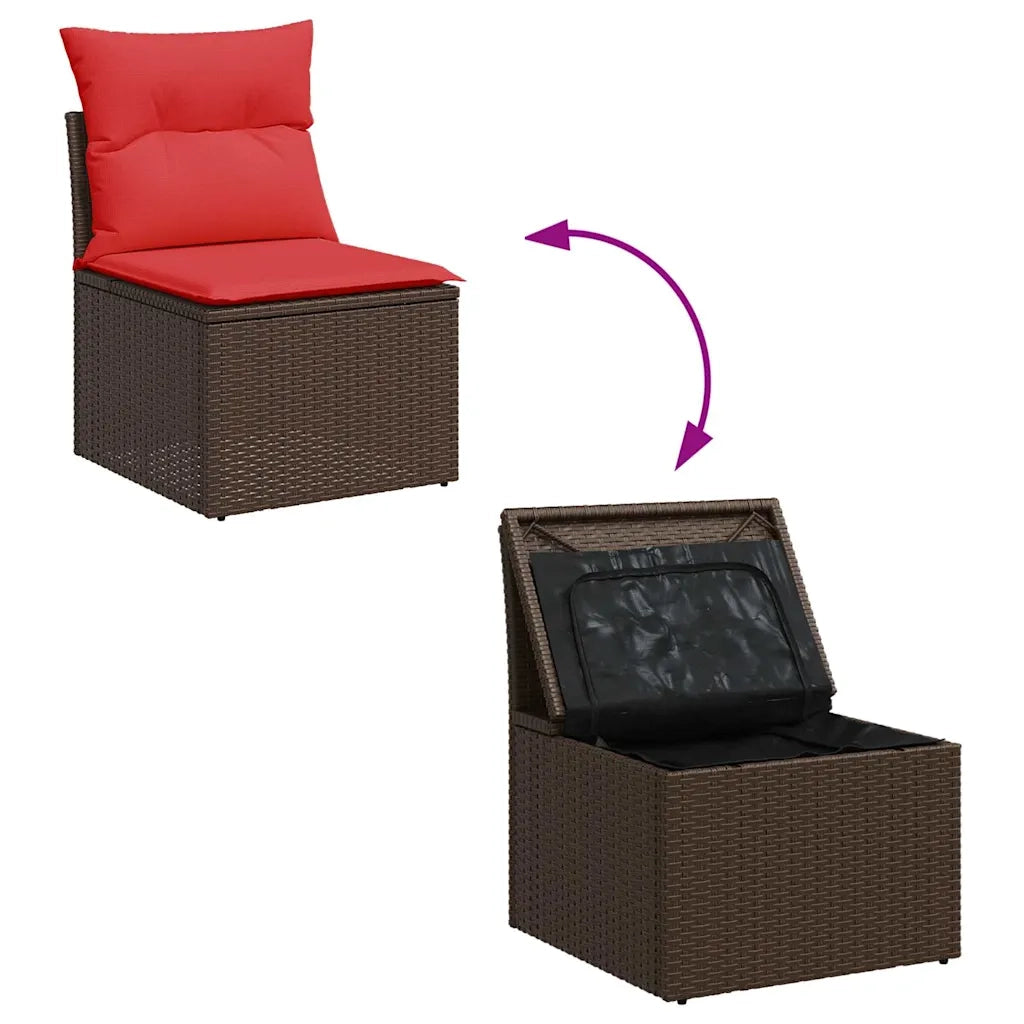 Set Divani da Giardino 9pz con Cuscini Marrone in Polyrattan 3325650