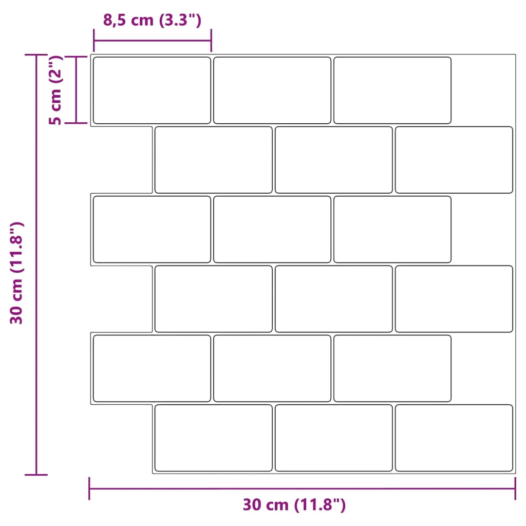 Piastrella subway 50 pcs Bianco e Grigio 30 x 30 cm 42046116