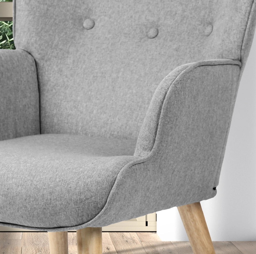Poltrona Hispanohogar tessuto grigio con gambe Hispanohogar legno 96x67x76