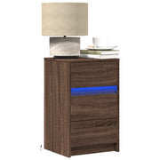 Comodino con Luci LED Rovere Marrone in Legno Multistrato 852018