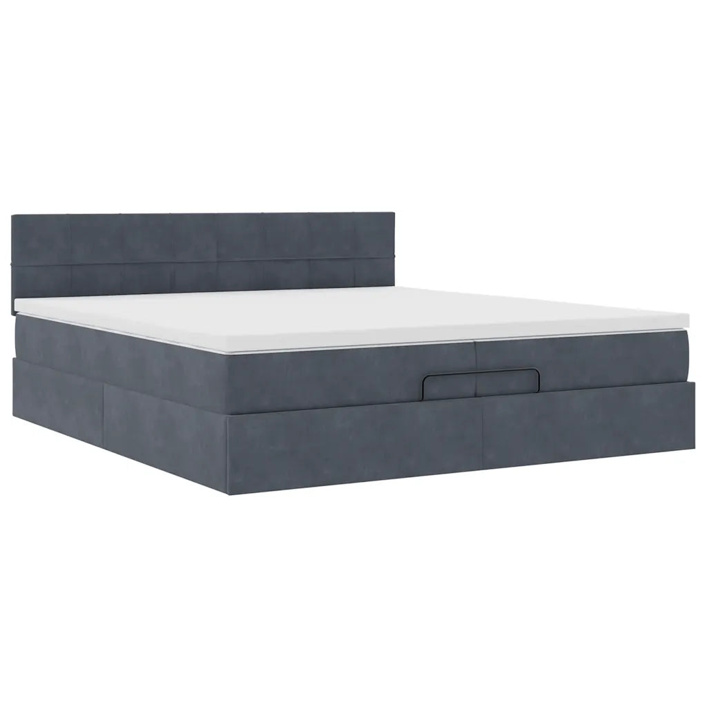 Struttura Letto Pouf con Materassi 200x200 cm Velluto