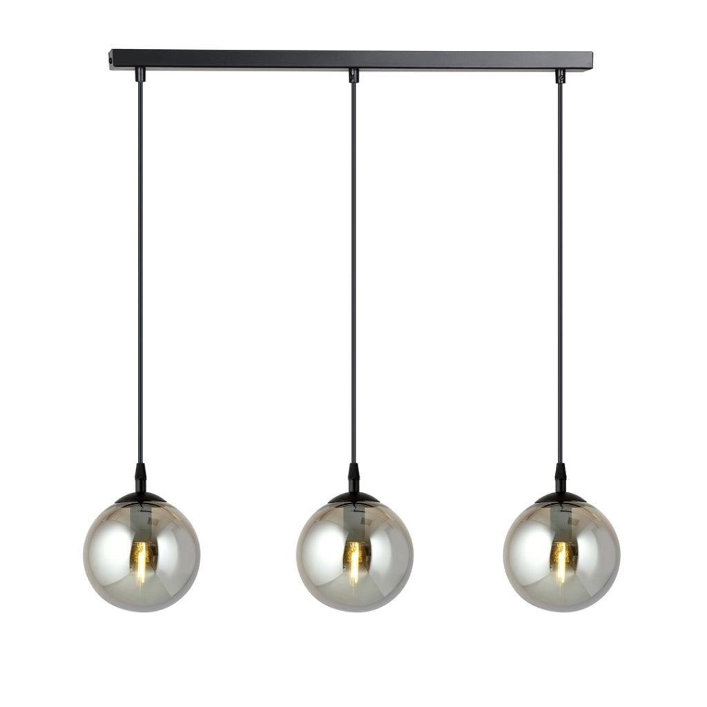 Lampadario Emibig Cosmo 3 luci E14 nero grafite vetro