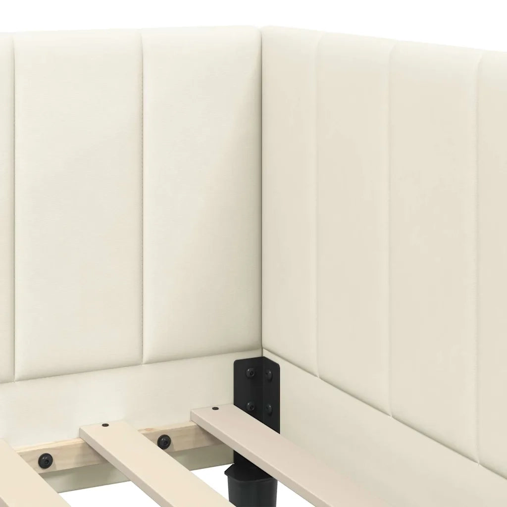 Struttura Letto Angolare con Materasso 2 pcs Crema Velluto 3393885