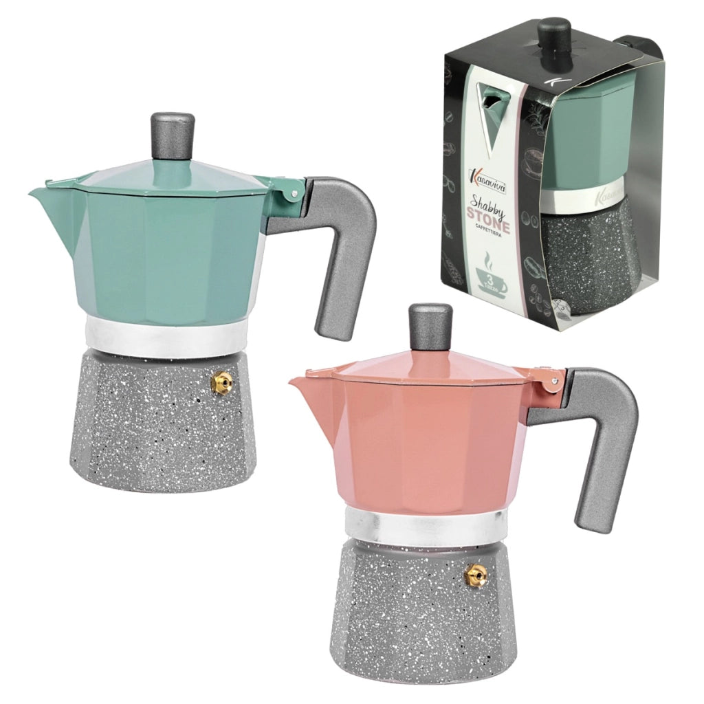MAURY'S CAFFETTIERA SHABBY STONE CAPIENZA 3 TAZZE IN COLORE ASSORTITO