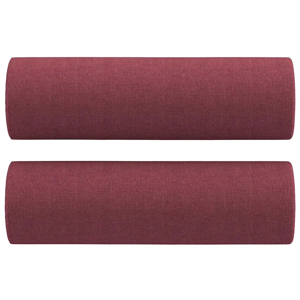 Set di Divani 3 pz con Cuscini Rosso Vino in Tessuto 3201832
