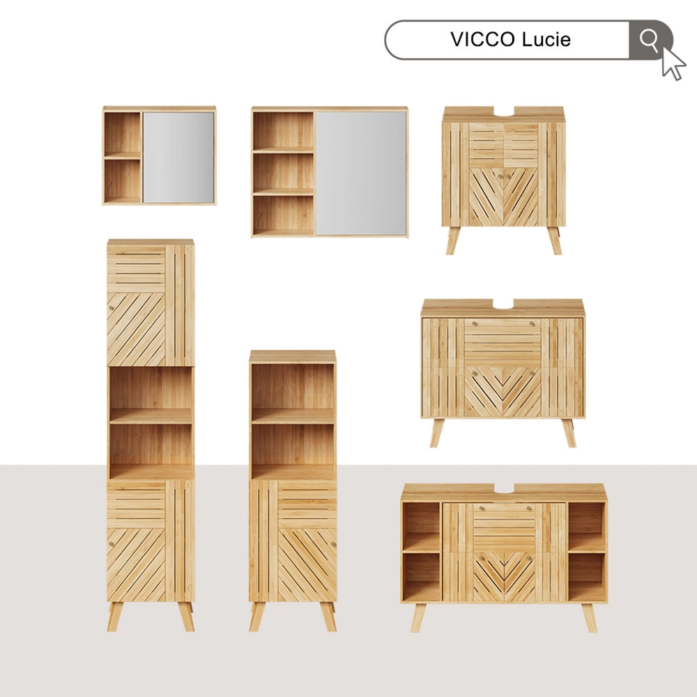 Vicco Mobile a specchio per il bagno Bambù 54 x 44.5 cm con specchio