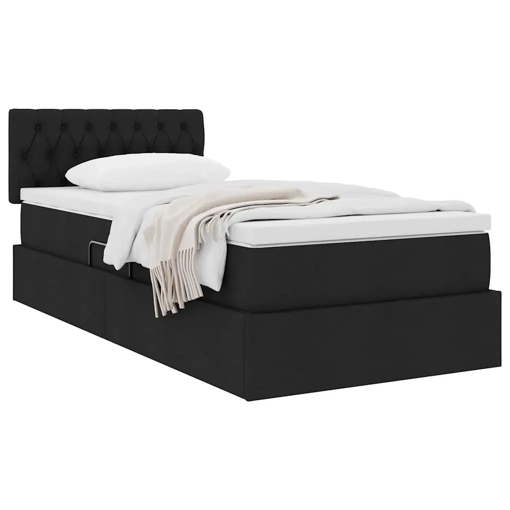 Letto con contenitore e materasso Nero 100 x 200 cm 3370553
